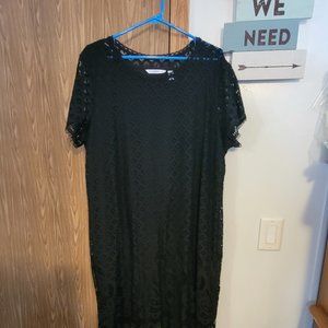 Black Dress  Lace over short sleeve sheath